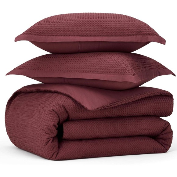 Bedsure NWT KING 100% Cotton Waffle Weave Duvet Cover + 2 Shams - Picture 6 of 9